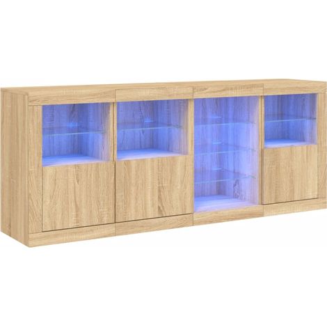 Aparador buffet cómoda armario mueble organizador cocina salón salón con luces LED sonoma 164 x 37 x 67 cm marrón 020029946 (1/5)