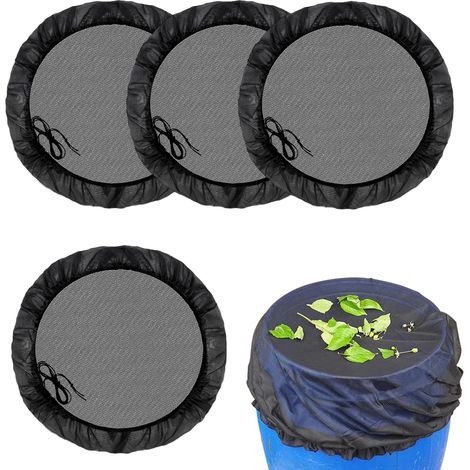 Filet Citerne Eau Pluie Lot 4 Diamètre 95cm Élastique Cordon Serrage Maille fine anti-insectes, bloque feuilles et débris, fixation double coupe-vent, utilisation jardin balcon terrasse (1/5)