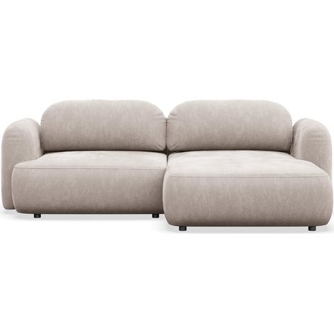 Selsey Tvoya – Ecksofa mit Schlaffunktion, Ottomane rechts, hellbeige Chenille