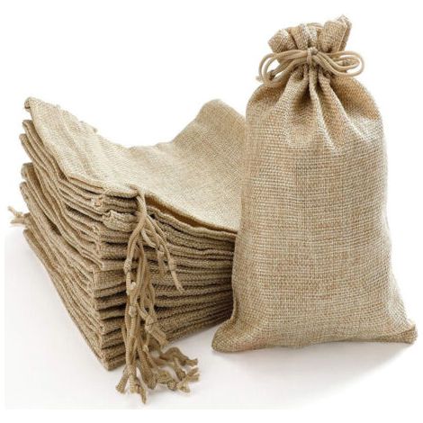 BUNTHAUS Lot de 10 sacs en jute avec cordon, sacs d’emballage naturels, beige, 15 × 20 cm (1/5)