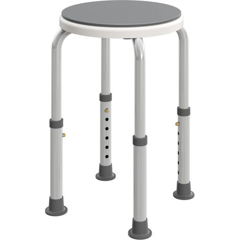 Tabouret de douche antidérapant réglable en hauteur, siège de bain pivotant 360° en aluminium, tabouret de douche robuste et stable pour salle de bain. (1/5)