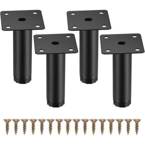 4 Pièces Pieds de Meuble, 8 cm/3,15 Pouces Pieds de Meubles Réglables, Pieds de Support en Fixation en Métal pour Meubles/Table/Chaise/Bureau/Cuisine/Armoire/Canapé (1/5)