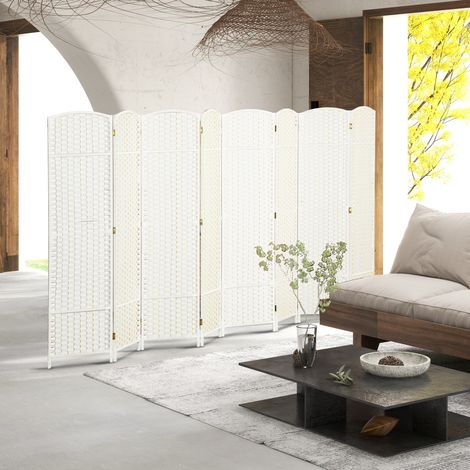 Paravent pliable en 8 parties, blanc, pour préserver votre intimité dans le salon, la chambre ou le bureau. (1/5)