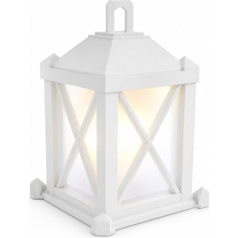 Lanterne LED blanche, lanterne décorative LED pour bougie chauffe-plat