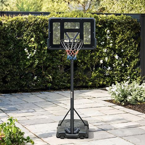 Panier de basket sur pied noir hauteur réglable 198-305 cm (1/5)