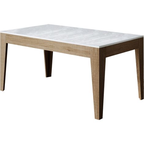 Table rectangulaire extensible 160-220cm bois clair et blanc Mixa (1/5)