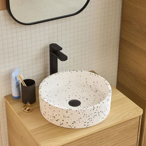MILA 38cm rundes Terrazzo-Aufsatzwaschbecken (1/5)