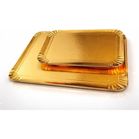 25 Plateaux, Or, 32x42 Cm, Contact Alimentaire, Biodégradable, Réutilisable, Pour Réceptions (1/4)