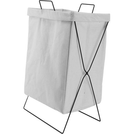 Panier linge pliable structure fer épais rectangulaire long bac vêtements stockage trieur jouets livres serviettes blanc petite taille (1/5)