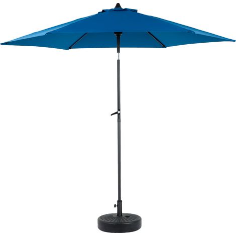 Parasol extérieur rectangulaire double face 9 ft avec manivelle bleu sans socle (1/5)