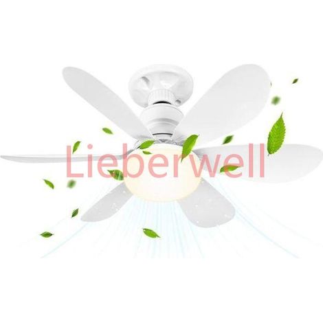 Ventilateur de plafond avec lumière et télécommande, petite LED dimmable, 52 cm, avec douille E27, 6 pales, 3 vitesses (1/5)