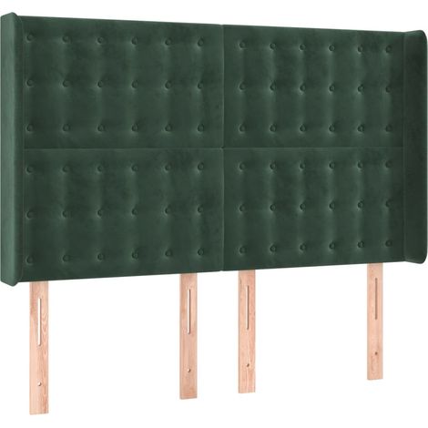 Testiera ad Orecchio Verde Scuro 147x23x118/128cm in Velluto vidaXL (1/5)