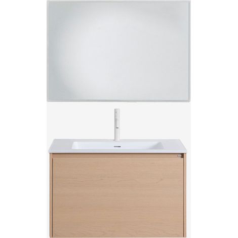 Ensemble meuble de salle de bain suspendu 80x50 cm en bois avec lavabo intégré Jacob SKLUM (1/5)
