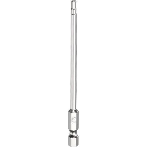 Embout de Tournevis à Tête Hexagonale 3.0mm Métrique Pointe Plate 1/4" Tige Hexagonale 100mm (4") Long Clé à Embout Magnétique Pour Perceuse à Vis, Douille Chromée (1/5)