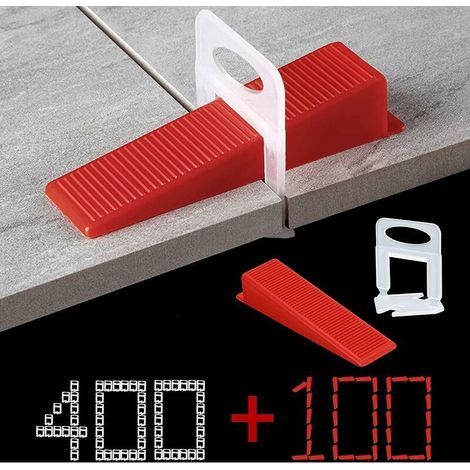 Système de nivellement de carrelage - 3mm de largeur de joint - 400 languettes de traction - 100 pièces Cales réutilisables - Ensemble - Système de nivellement pour carrelage de Carreaux épaisseur (1/5)