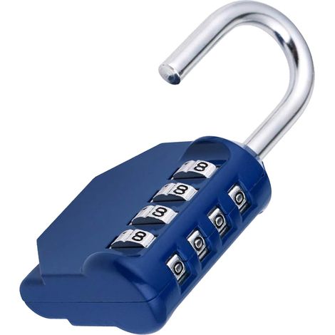 Cadenas à combinaison pour casier, cadenas résistant aux intempéries pour portail de clôture, abris de jardin, serrure à combinaison à 4 chiffres pour casier de gym, casier scolaire (bleu) (1/5)