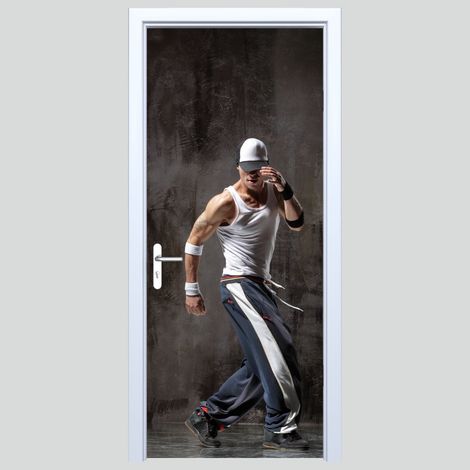 Pegatina de tela para puerta con diseño de bailarín de breakdance 161PD
