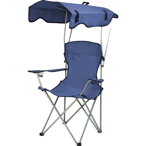 Chaise de camping pliante, légère, protection solaire, bleu foncé (1/2)