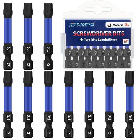 Jeu de 10 embouts Torx T40 magnétiques, longueur 50mm, acier S2 (1/4)