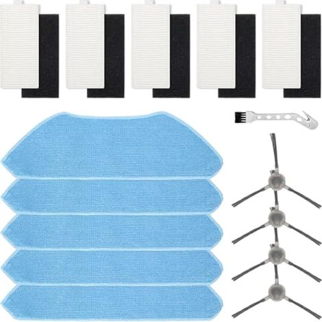accessoires pour Lefant M1 pièces de rechange pour aspirateur robot, 5 filtres + 5 Chiffon nettoyage + 4 brosses latérales (1/5)