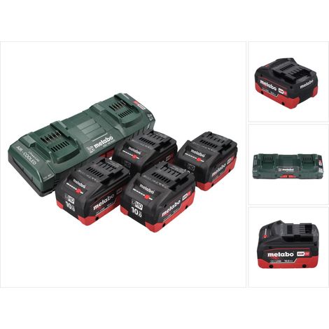 Metabo 18 V Basis Set 4x Akku 10,0 Ah LIHD + ASC 145 DUO Doppelladegerät CAS System