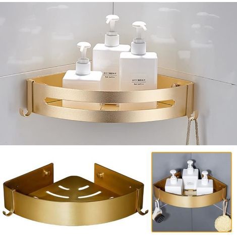 Etagère murale,Support d'angle de salle de bain en Or brossé,support mural de rangement de douche,porte-shampoing - A[A71979215] (1/4)