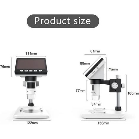 Microscope numérique portable 1000X écran LCD 1080P 4,3 pouces batterie 1500mAh (1/4)