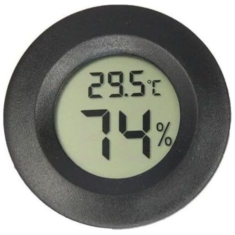 Thermomètre et hygromètre numérique noir, 4,54,51,4 cm, rond, thermomètre et hygromètre électronique intégré pour reptiles. (1/5)
