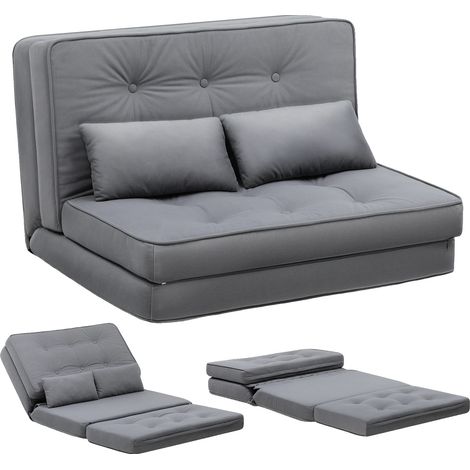 Sofá cama convertible, respaldo ajustable, diseño que ahorra espacio, color gris. (1/2)