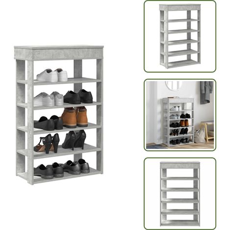 vidaXL Schuhregal Betongrau 60x30x98 cm Holzwerkstoff
