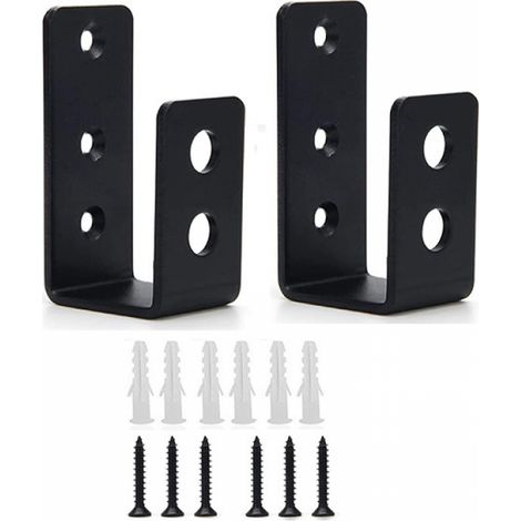 Paquete de 2 soportes de puerta de acero resistentes, soportes en forma de U para marcos de barra abierta, barras de seguridad en forma de U (1/5)