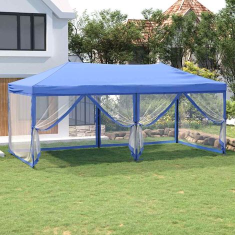 Tente de réception pliable Tonnelle de Jardin - Rapide à Installer avec parois Bleu 3x6 m BV656792 - BonneVie (1/5)