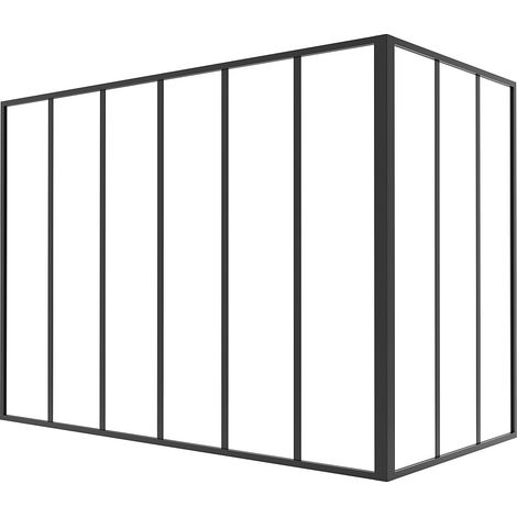 Verrière d'angle d'atelier en aluminium thermolaqué - L180 x L90 x H130 - Noir - BAYVIEW