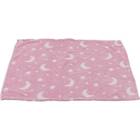Couverture double face en flanelle lumineuse 1,5m x 2m, couverture phosphorescente pour enfant, couette légère d'été rose (1/5)
