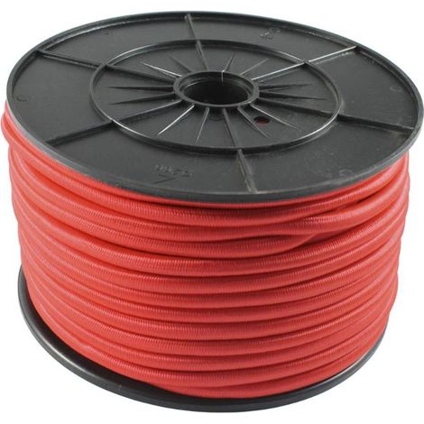 WURKO cordon elastico 8 mm rojo 50mt rollo , Cordón goma elásticaRollo de 50 metros en bobina de PVCTamaño 8mmApto para interior y exteriorResistencia hasta 14 kg d
