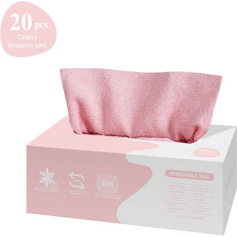 Chiffon de nettoyage en microfibre 20 cm x 20 cm avec boîte, serviettes en microfibre en vrac pour la maison, serviettes en microfibre réutilisables pour voitures, rose
