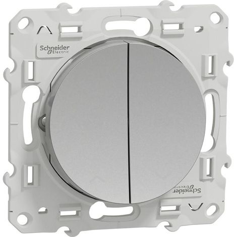 Bouton-poussoir Odace avec fonction stop pour volets-roulants - Aluminium (1/3)
