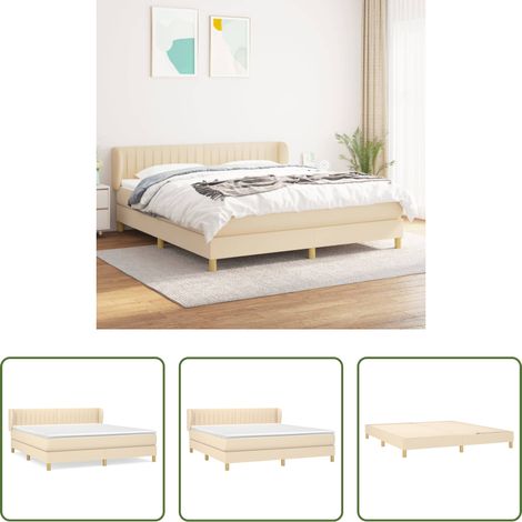Matratze - Boxspringbett mit Matratze Creme 160x200 cm Stoff (1/5)