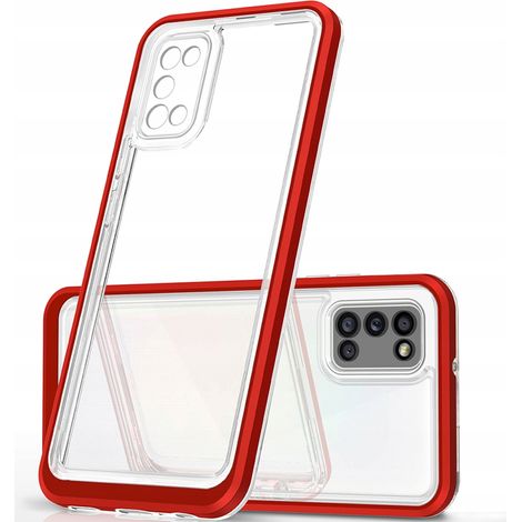 Coque transparente 3 en 1 pour Samsung Galaxy A03s (166), coque en gel avec cadre rouge (1/5)