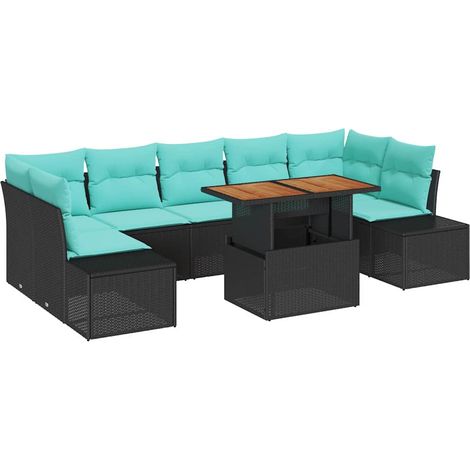 Garden Dining Set 8 pcs 7-Seater Black and Teal vidaXL (1/5)