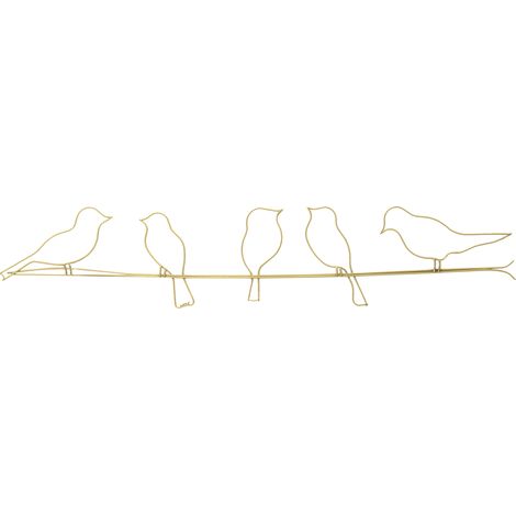 Luxus Metal Art Wanddeko Vogel Gold 60x12,5cm
