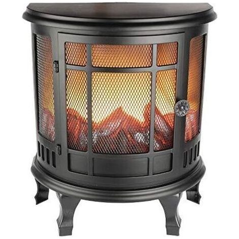 Ideen mit Herz Cheminée LED Nostalgie,Cheminée décorative,électrique,fonctionne sur piles,sans chauffage,Effet flamme/flamme réaliste,avec fonction minuterie (6 heures allumé,18 heures OFF)