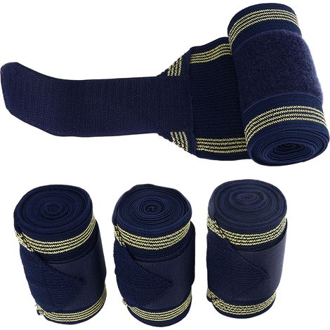 Lot de 4 bandes de protection polyvalentes pour les jambes de chevaux, confortables et résistantes, pour l'équitation. Accessoires équestres (1/5)