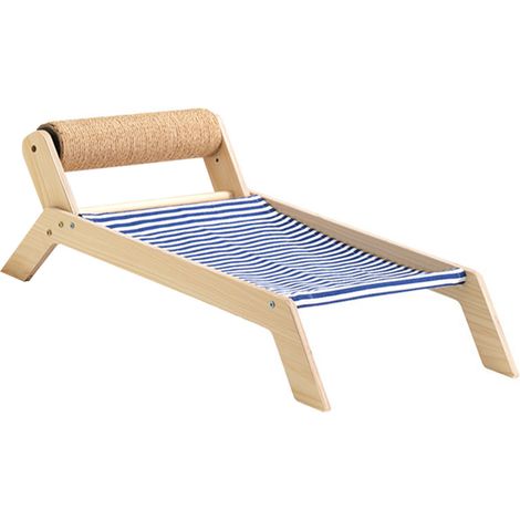 Chaise de plage pour chat, lit surélevé d'été toutes saisons avec grattoir en sisal pour rouleau intérieur et extérieur (1/5)