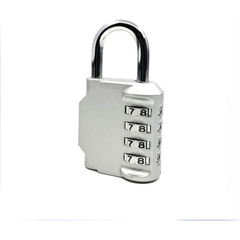 Cadenas à combinaison mécanique à 4 cadrans, sécurité sans clé, antivol, en alliage de Zinc, universel pour armoire, boîte à outils, argent.