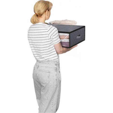 Bac de rangement pliable en non tissé 75 L avec poignées renforcées, emballage compressé (1/5)