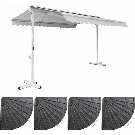 Oviala – Store banne double pente 4m x 3m – Surface d'ombrage 12 m² – Structure aluminium et acier – Toile déperlante polyester 280g/m²