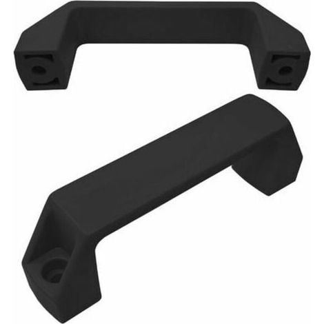 2 Industriegriffe für Schränke, 130 mm, für Türen, Werkzeugmaschinen, Garagen, industriell gefertigt, schwarz (1/2)