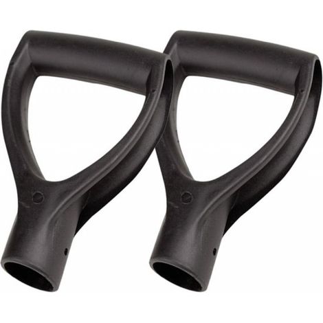 Lot de 2 manches de pelle en forme de D, manches de rechange en plastique pour pelles à neige et outils de jardin, diamètre intérieur 32 cm (1/5)