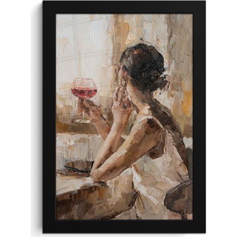 Framed Poster Oil painting - Woman - Wine 20x30 cm (1/5)